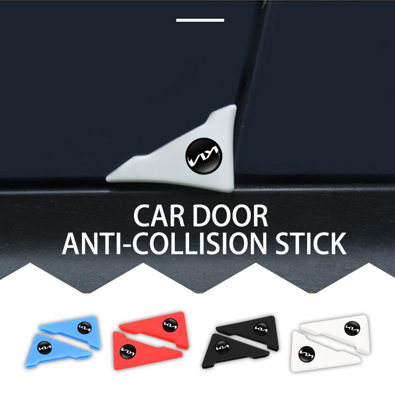 ABF3 2pcs Car Door Sticker Bumper Protection Cover Triangle Decals For KIA Stinger Optima Cerato Soul Venga Forte Spectra Sedona
