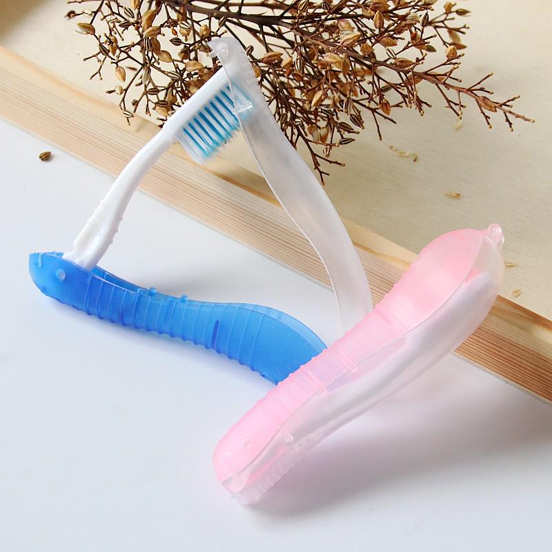 Compact Folding Travel Toothbrush Set with Soft Bristles - Colorful Family Pack for Hotel and Business Trips