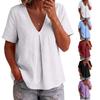 Women Casual V Neck Loose Fit Short Sleeve Blouse Lightweight Soft Fabric Comfortable Summer Top