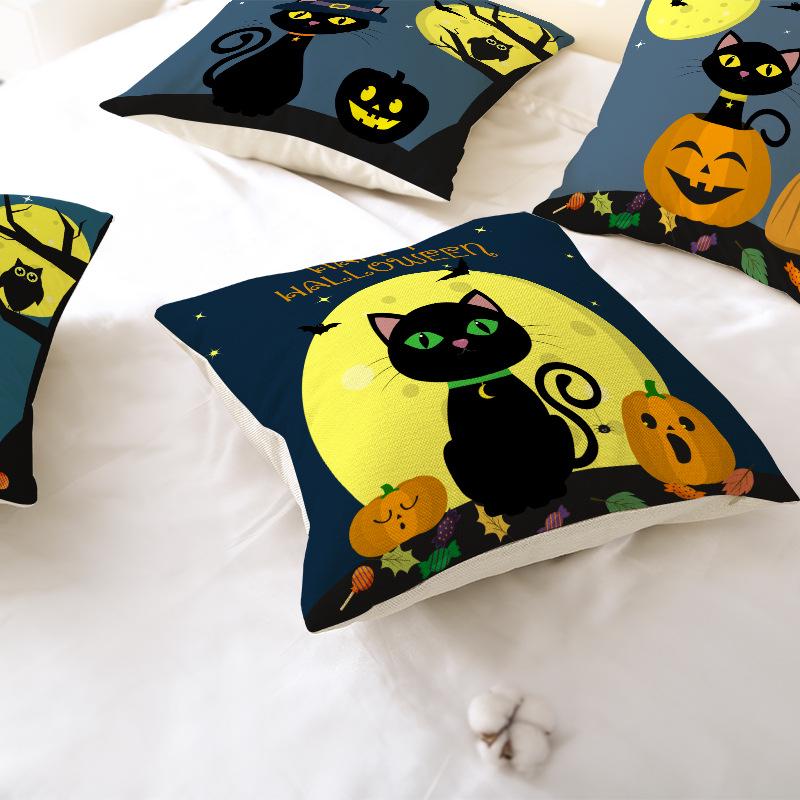 Halloween Pillowcase New Pumpkin Black Cat Series Sofa Cushion Waist Pillowcase Home