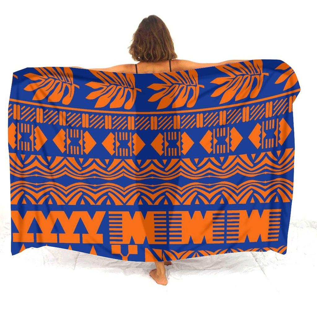 Polynesischer Damen-Sarong Hawaiianisches Strandparty-Schal Winddicht Sonnenschutz Einteiler Samoa Blumendruck