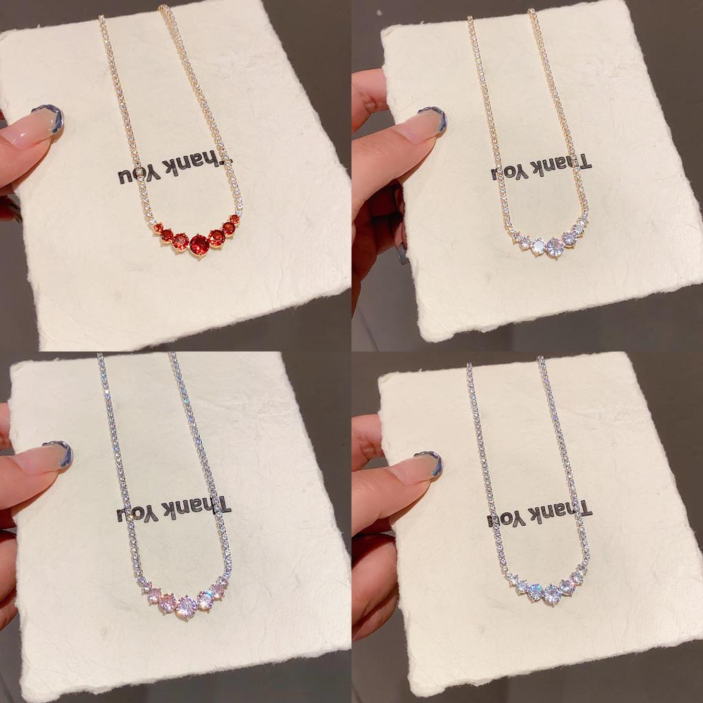 Geometric Zircon Pendant Necklace For Women With Elegant Lock Chain Fashion Jewelry