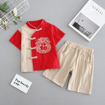 Ancient Boys Hanbok New Chinese Daily Summer Short-sleeved Suit Children's Summer Suit Chinese Style Baby Tang Suit