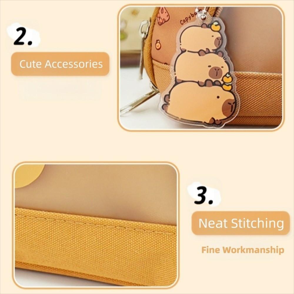 Kawaii Animal Capybara Pencil Case Large Capacity Multi Layer Pencil Pouch  Study Supplies