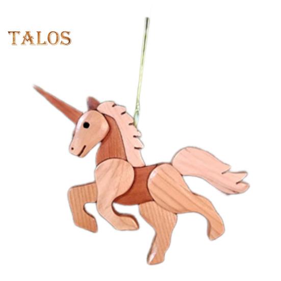 Weihnachtsschmuck in Tierform mit Umhängeband, Hirsch, Eule, Fuchs, handgeschnitzt, aus Holz, Weihnachtsbaum, Heimdekoration