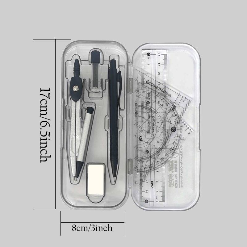 8 Pcs DAINAYW Math Geometry Kit Drawing Tools Sets Stationery Includes Rulers Protractor Compass Triangular Ruler Kit for Drafting and Drawings