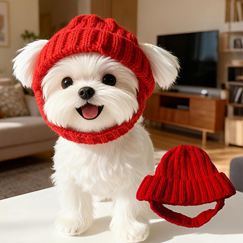 

1PC knitted wool hat, open-ear headgear, outdoor indoor warmth, autumn and winter warmth and windproof Halloween knitted magic dog hat S червоний
