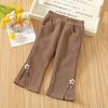 Kids Thicken Trousers Winter Clothes Warm Children's Bottom Corduroy Solid Color Girl's Winter Flare Pants For Baby Girls