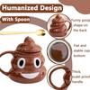 Funny Poop Coffee Mug with Spoon Ceramic Espresso Cups with Lid and Handle 480ML Unique Tumblers for Office Drinking Gifts