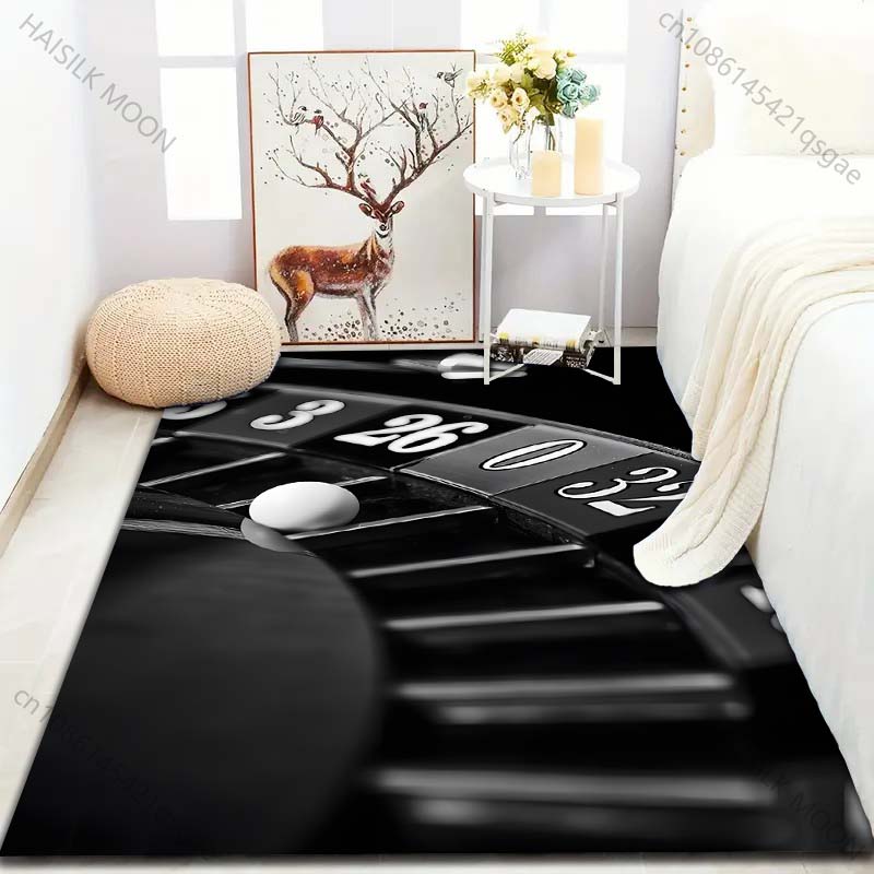Black Game Turntable Printed Carpet for Bedroom Living Room Bedside Sofa Floor Mat Modern Home Decor Area Rug Large Size