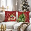 Christmas Decoration Pillowcase Fawn Christmas Tree Red Pillow Cover Living Room Sofa Cushion Cover Room Home Decoration 45x45cm