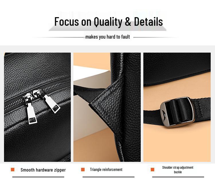 Premium Cowhide Leather Business Backpack: Unisex Design for Work, Travel, and Commuting