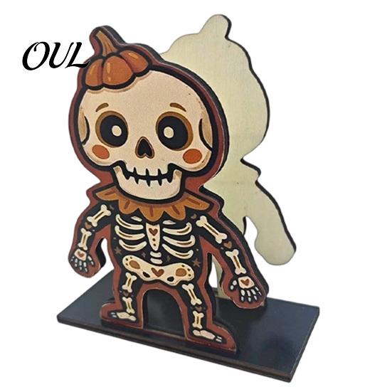 Ghost Napkin Stand Halloween Wood Holder, Pumpkin Black Cat Gnome Dispenser, Funny Holder Spooky Standing Tissue for Holiday Kitchen Dining Room Decor