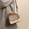 Women Vintage Contrast Color Flap Small Shoulder Bag PU Leather Shell Crossbody Bag Casual Style Shopper Handbag ARI