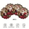4PCS Christmas Placemats Durable Heat Resistant Non Slip New Year Holiday Wedding Party Table Decoration Circular Waves Design
