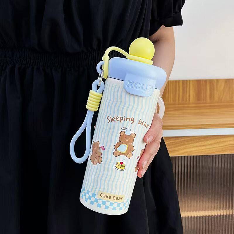 316 Large Capacity Vacuum Cup Girl Good-looking Kettle Student School Cup Portable Straw Cup Good-looking Coffee