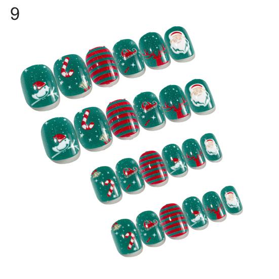 24Pcs/Set Kids Art Tips Christmas Style Extending Nails Portable Delicate Christmas Self Adhesive Nails Tips for Children