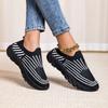 Ladies Knitted Walking Shoes Breathable Mesh Women's Flats Jogging Casual Sports Shoes Lightweight Slip-on Loafers