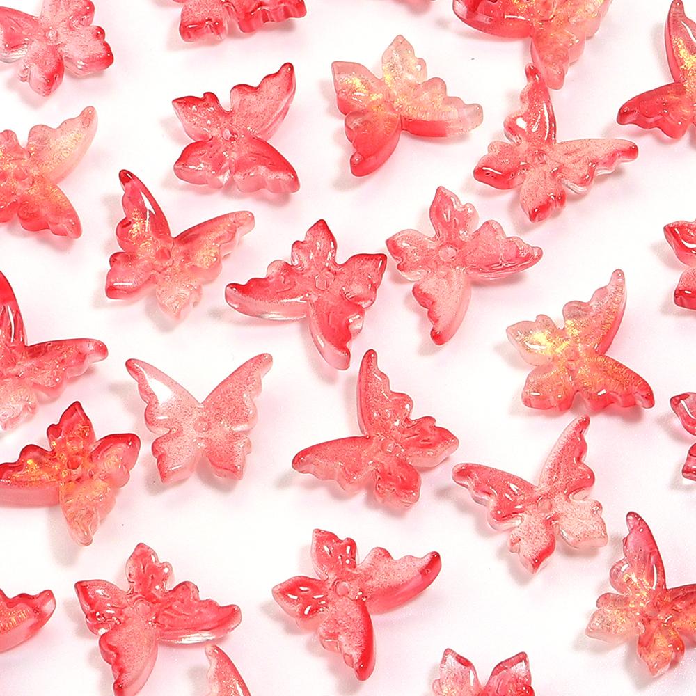 50pcs Butterfly Lampwork Beads 14x12mm Colorful Glass Loose Spacer Beads For Jewelry Making DIY Necklace Bracelets Accessories