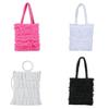 Korean Woman Bag Purse With Pleated Mesh And Satin Shoulder Strap For Daily Use