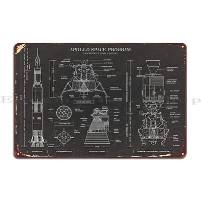 Apollo-Programm 1961 1975 Tafel Metallplakette Poster Rostig Gestaltend Wand Kneipe Zuhause Druck Blechschild Poster