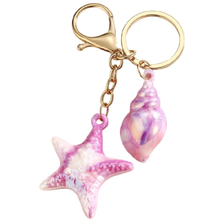 Stylish Beach Inspired Shell Keychain Conch Starfish Star Pendant Keyring Charm Fashionable Sea Inspired Jewelry