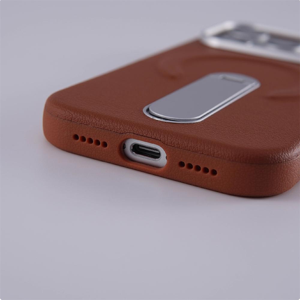 Luxury Rotation Holder Shockproof Leather For MagSafe Case For iPhone 17 Pro Max 16 15 14 13 Magnetic Wireless Charging Cover