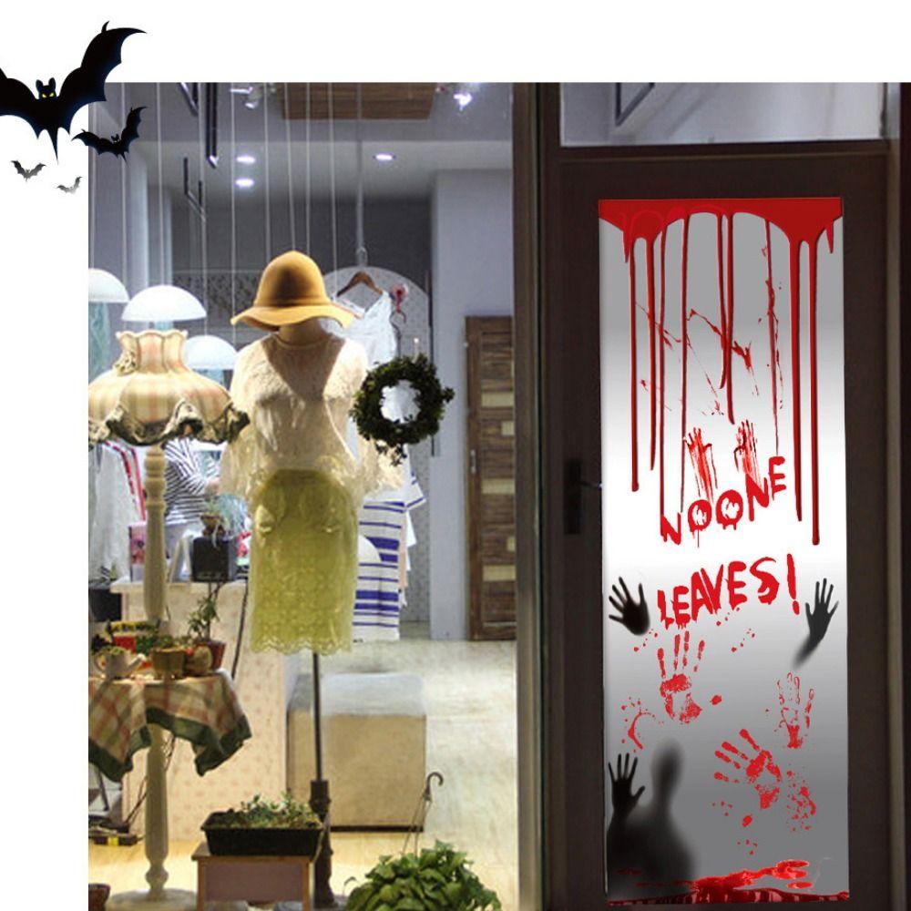 PE Blood Fingerprints Door Stickers Decorative Halloween Decorative Door Sticker  Bathroom Rooms