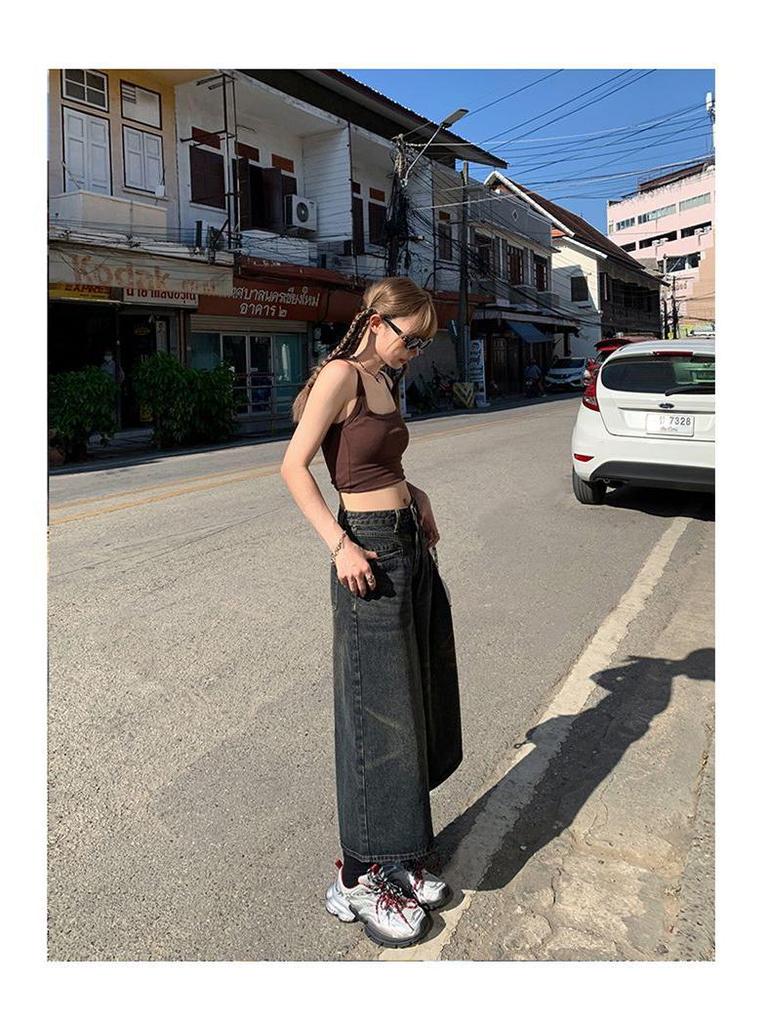 American Retro High-Waisted Wide-Leg Jeans for Women - Spring/Summer Lazy Style