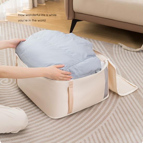 Self Compression Comforter Bag Large Capacity Quilt Storage Bag Washable Wardrobe Organizer with Mesh Viewing Window for Clothes Blankets Sweaters
