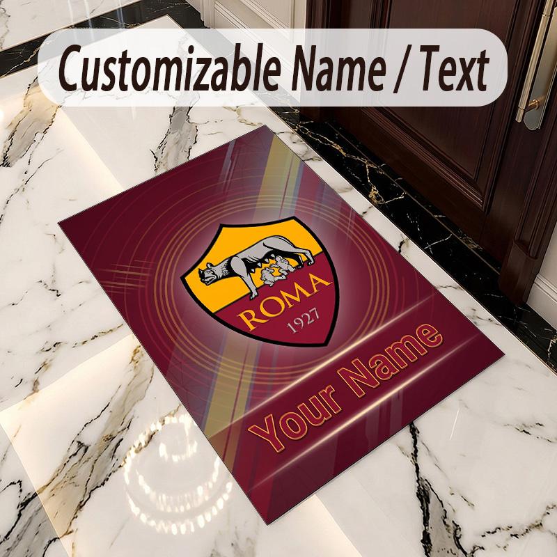 Crystal Velvet Rug AS Roma Print Custom Name Text Floor Mat Home Decor