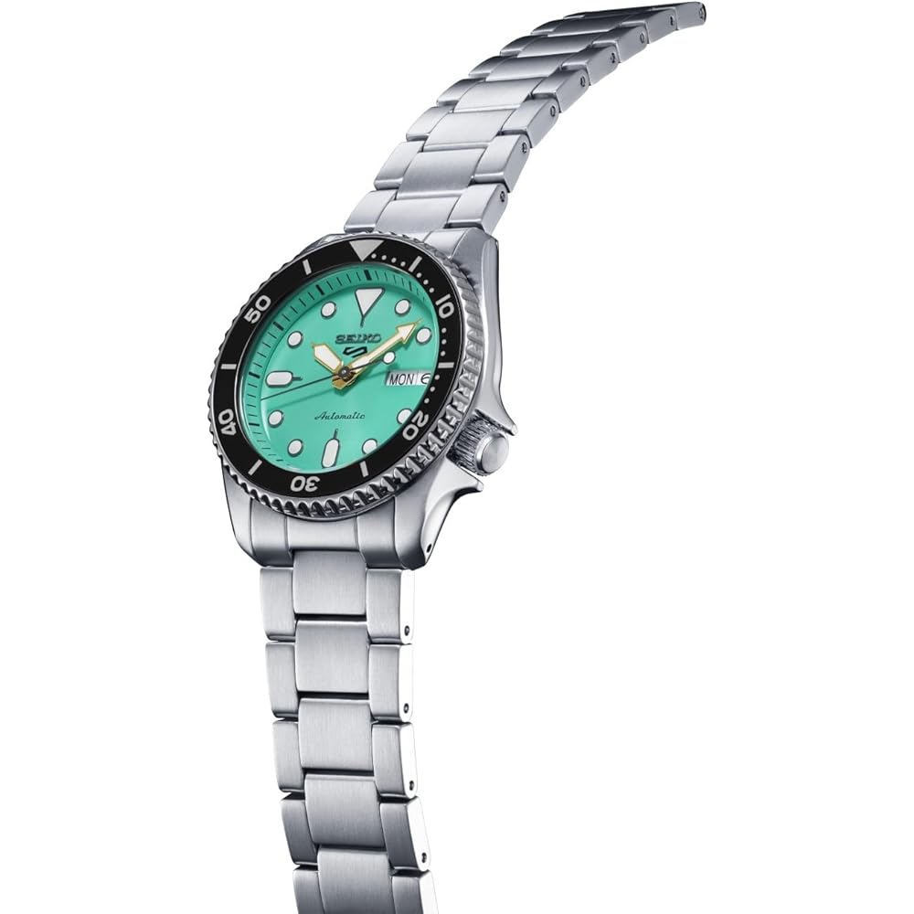 Seiko 5 Sports SBSA229 Men's Unisex Mechanical Automatic Watch Green Dial Stainless Steel Mid-Size with Date Calendar