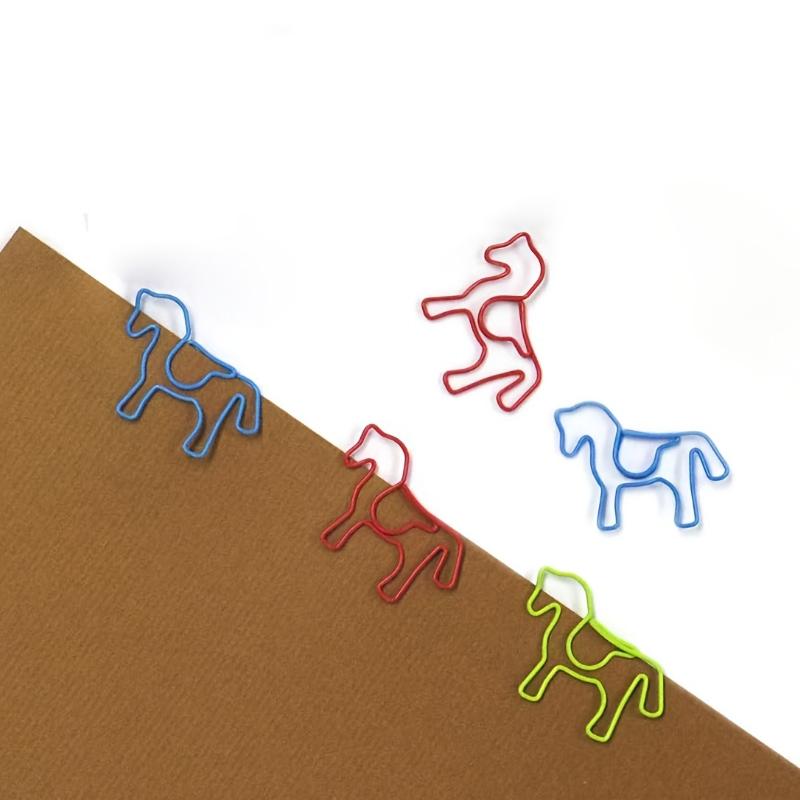 20pcs Colorful Horse Design Metal Paper Clips Creative Animal Shaped Bookmark Binder Clips for Teachers Office School Supplies