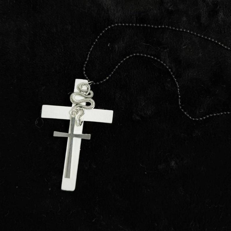 Unisex Crosses Charm Pendant Necklace with Sturdy Glass Special Gifts Accessory for Religious Occasions Daily Use