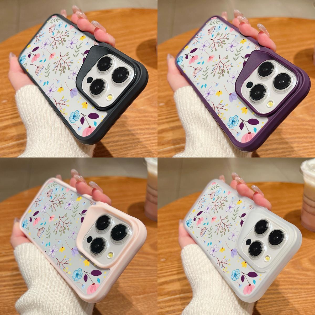

Floral Pattern Clear Case For Iphone 16 Pro 15 14 Pro Max Plus 15 14 13 Pro Max Acrylic Hard Shockproof Slim Solid Color Edges Case Cover iPhone 13 Pro Max синий