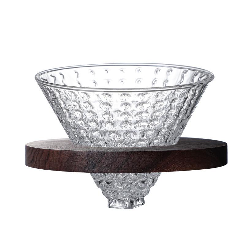 High borosilicate glass coffee pot funnel V60 spiral pattern filter cup High temperature resistant glass drip coffee filter