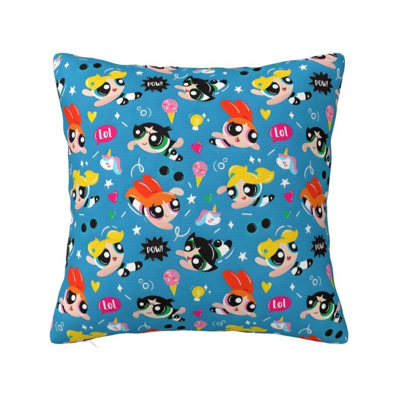 Custom Fashion The P-PowerPuffs Girls Cushion Covers 40x40cm Soft Cartoons Pillow Case for Car Square Pillowcase