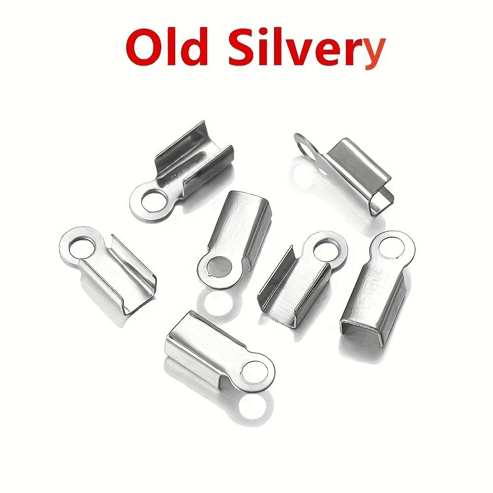 98pcs/Lot Cove Clasps Cord End Caps String Ribbon Leather Clip Tip Fold Crimp Bead Connectors For Jewelry Making DIY Supplies