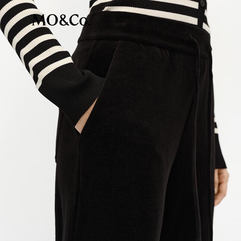 MO&Co. Brushed High-Waist Straight-Leg Drawstring Pants
