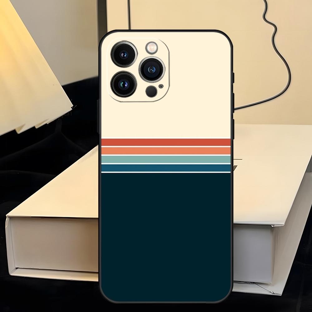 

Retro Stripes Pattern Phone Case For iPhone 17 16 15 11 12 14 13 Pro Max Mini XS XR 7 Plus 17E Shockproof Silicone Cover Fundas iPhone XR