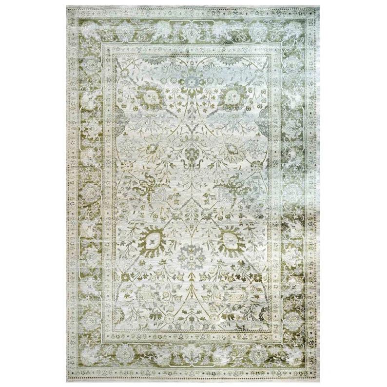 Green Traditional Oriental Large Area Rugs Living Room Carpet Sage Grey Bordered Floral Mat Bedroom Hallway Runner Non-Slip Rug