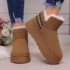Imitation Wool Winter Snow Boots Women Thicken Plush Warm Cotton Padded Shoes Woman Fashion Striped Thick Platform Ankle Boots