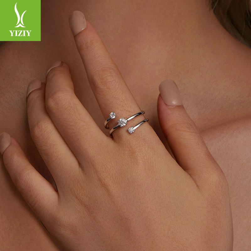 30-Point Line Winding Ring, Niche Design Double-Layer S925 Sterling Silver Moissanite Ring.