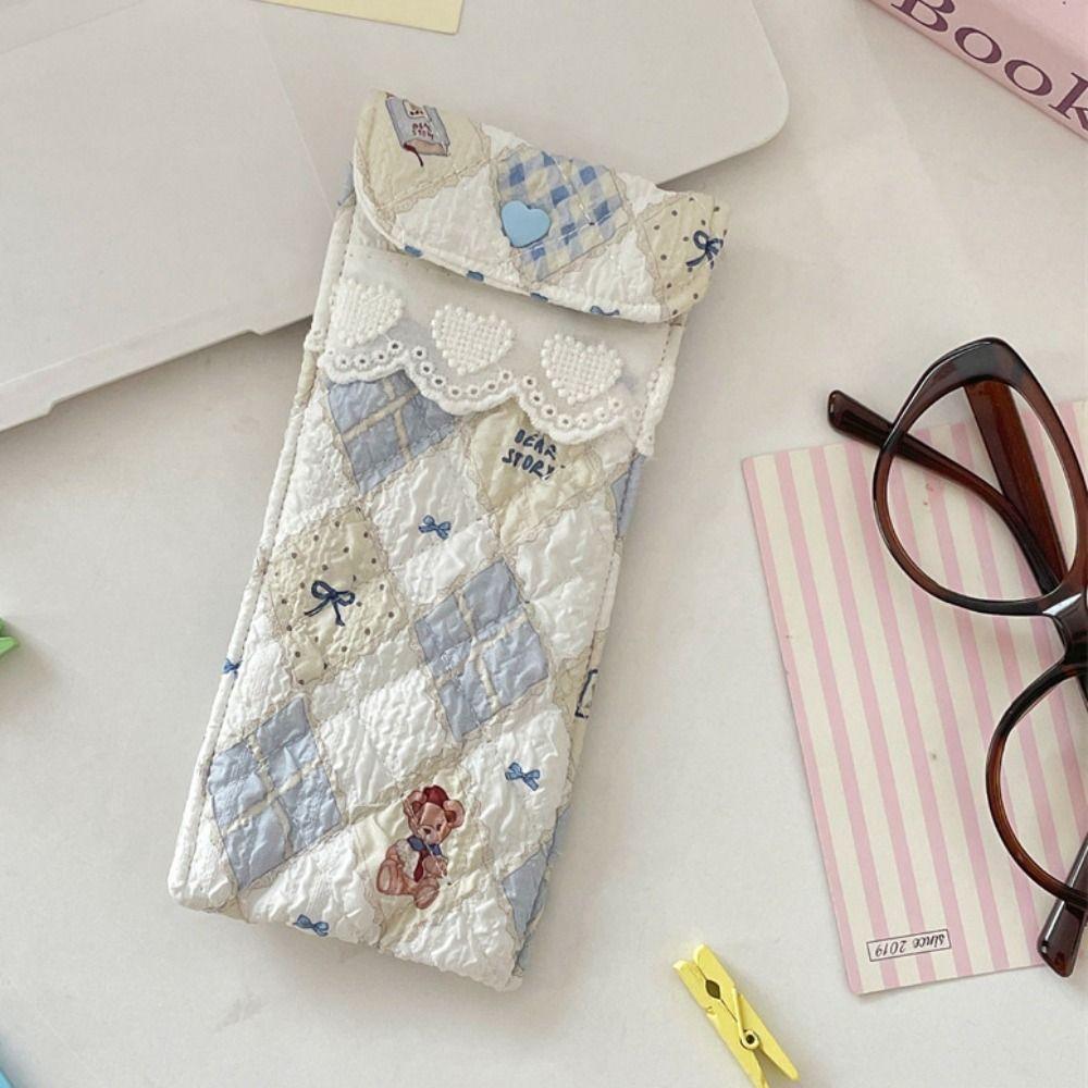 Sweet Cute Pencil Case Korean Style Lovely Eyeglasses Case Lightweight Lipstick Bag Girls