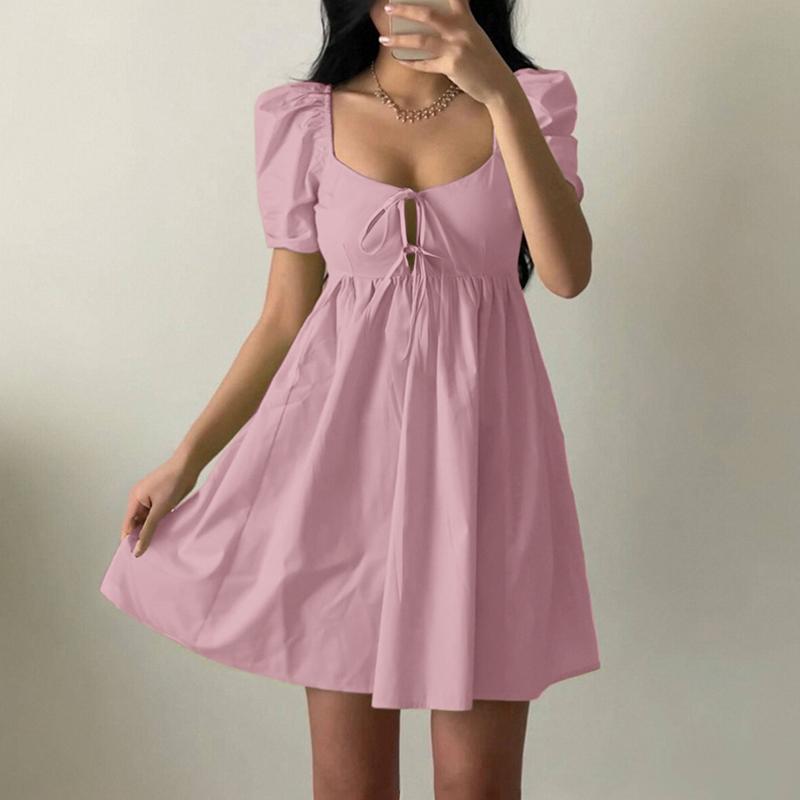 

ZANZEA Женское повседневное летнее платье с квадратным вырезом и коротким рукавом