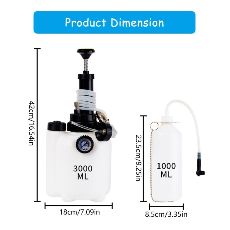 Brake Bleeding Tool 3L Capacity with 4 Universal Connector Ergonomic Design Fluid Evacuators for DIY Auto Maintenance