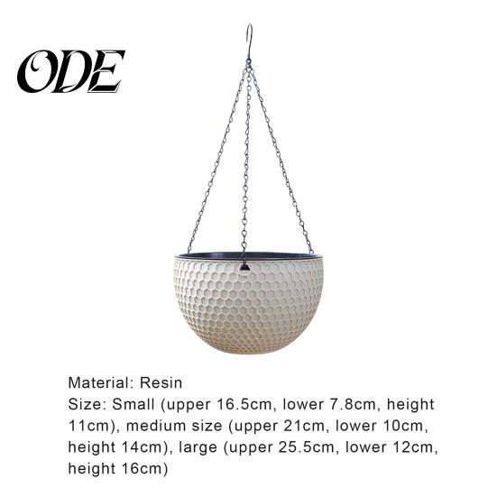 Hanging Pot Flower Basket Imitation Honeycomb Self Water Absorption Plant Hanger Waterproof Outdoor Resin for Garden