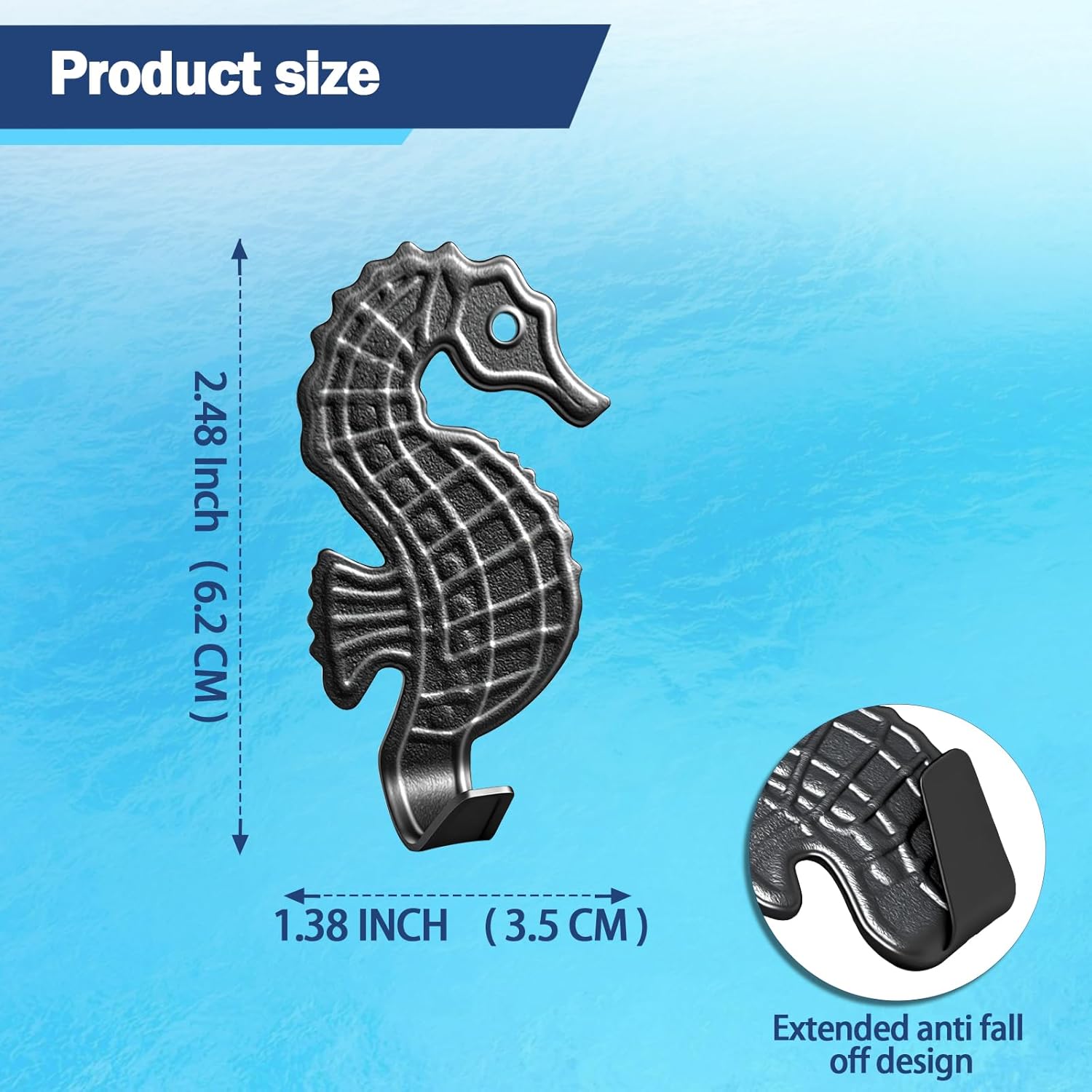 10 Pack Seahorse Adhesive Wall Hooks, Metal Utility Hanging Hooks for Keys, Towels, Coats, Hats,Cute Ocean Decorative for Home, Kitchen, Bathroom, 10