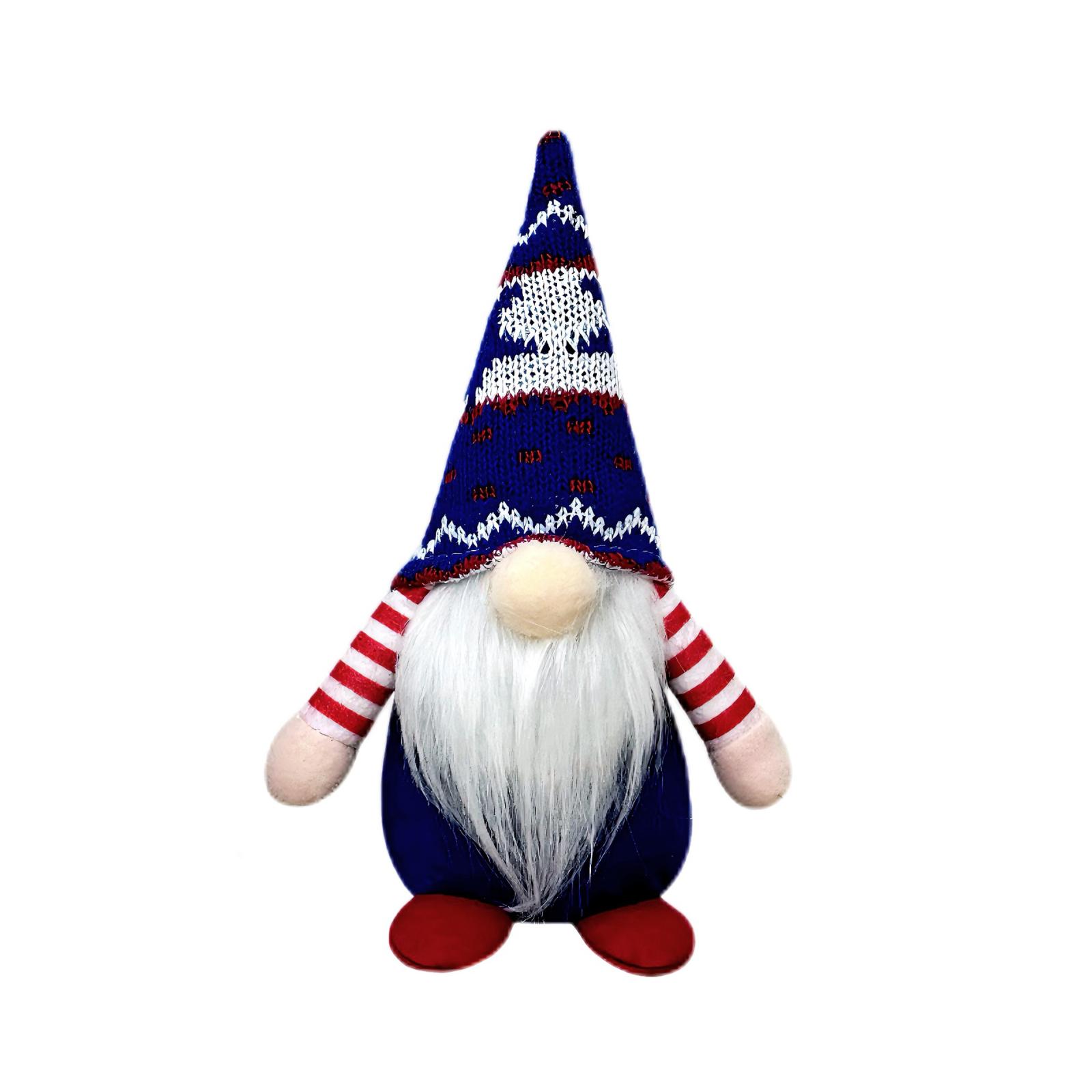 

Scandinavian Gnome Plush Doll with Knitted Hat and Striped Sleeves Nordic Style Soft Decorative Ornament for Home Office One Size