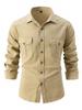 Autunno Inverno Camicie Casual da Uomo in Cotone Elasticizzato Lavato Moda Business Tinta Unita Camicia a Maniche Lunghe Uomo